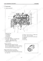 Daewoo DB58T, MEGA200 engine disassembly diagram showing external parts, fuel system components, and injection pump removal steps.
