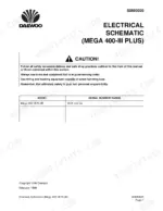 daewoo-mega-400-iii-plus-wheel-loader-shop-manual-4023-7130e-wiring-525.webp Daewoo Mega 400-III Plus electrical schematic cover page with safety caution and serial range.