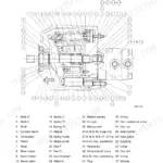 Daewoo SOLAR 030 PLUS, SOLAR 035 main pump construction exploded view diagram with numbered component parts list.