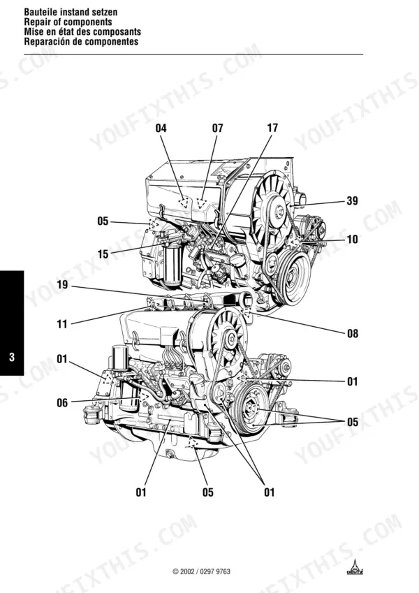 deutz-912-913-diesel-engine-workshop-manual-0297-9763-exploded-view-95.webp Deutz 912, 913 exploded view diagram showing engine component repair points and numbered reference locations.