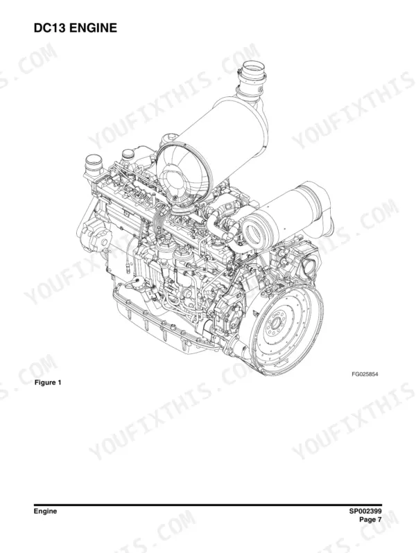 Doosan DL550-3 wheel loader Scania DC13 engine assembly view