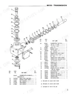 gehl-100-mixer-parts-catalog-903477-parts-list-7.webp Gehl MIX-ALL 100 (MX100) transmission exploded view diagram and parts list with reference numbers and component names.