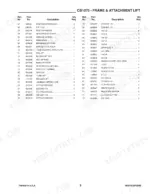 gehl-1075-forage-harvester-parts-catalog-908044-parts-list-11.webp Gehl 1075, CB1075 parts list for frame and attachment lift, including reference numbers, part numbers, and descriptions.