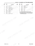 gehl-1075-forage-harvester-parts-catalog-908044-parts-list-17.webp Gehl 1075, CB1075 parts list for cylinder and cutting mechanism showing reference numbers, part numbers, and descriptions.