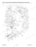 gehl-1075-forage-harvester-parts-catalog-908044-wiring-56.webp Gehl 1075, CB1075 exploded view of control box, metal detector mounting, and wiring harness components.