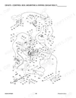 gehl-1075-forage-harvester-parts-catalog-908044-wiring-60.webp Gehl 1075, CB1075 exploded view diagram of control box, mounting, and wiring components including shear bolt assembly.