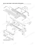 gehl-1160-windrow-merger-parts-catalog-904197-chassis-parts-8.webp Gehl 1160, WM1160 exploded view of main frame and crop guide assembly with remote grease line detail.