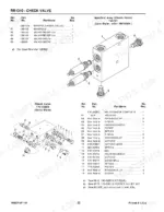 gehl-1310-fixed-chamber-round-baler-parts-catalog-906075-hydraulic-parts-34.webp Gehl 1310, RB1310 exploded view of late and early style check valve manifold assemblies and parts lists.