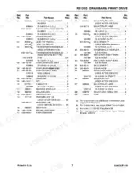 gehl-1310-fixed-chamber-round-baler-parts-catalog-906075-parts-list-9.webp Gehl 1310, RB1310 parts list for drawbar and front drive assembly including hitch, transmission, and shield components.