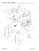 gehl-1470-variable-chamber-round-baler-parts-catalog-908006-chassis-parts-8.webp Gehl 1470, RB1470 exploded view diagram of the main frame and fender assembly including side panels and mounting hardware.