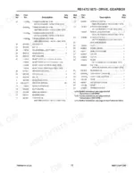 Gehl 1475, 1875, RB1475, RB1875, QW1400, QW1800 parts list for drive gearbox assembly including transmission and shaft components.