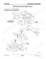gehl-1639-1649-self-propelled-paver-parts-catalog-907888-chassis-parts-16.webp Gehl 1639, 1649 exploded view of the Left Side Backwall Group showing chassis components, battery, and hydraulic reservoir.