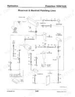gehl-1639-1649-self-propelled-paver-parts-catalog-907888-hydraulic-parts-36.webp Gehl 1639, 1649 hydraulic reservoir and manifold plumbing lines diagram showing pump, filters, cooler, and valve connections.