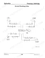 gehl-1639-1649-self-propelled-paver-parts-catalog-907888-hydraulic-parts-40.webp Gehl 1639, 1649 hydraulic diagram showing screed plumbing lines, main valve, lift, extend cylinders, and vibrator motor connections.