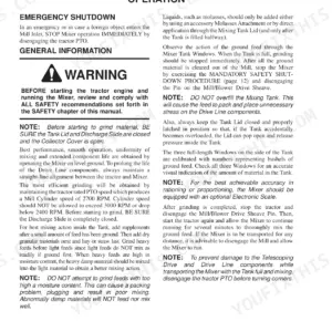 Gehl 170 Mixall operator manual page 30 covering emergency shutdown, general operation, and mixing procedures.