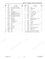 gehl-170-mix-all-parts-manual-907577-parts-list-15.webp Gehl Mix-All 170, MX170 parts list for frame, axles, and hitchjack components with reference numbers and descriptions.