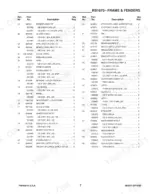 Gehl 1870, RB1870 parts list for frame and fenders showing reference numbers, part numbers, and component descriptions.