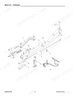 gehl-2175-mower-conditioner-parts-catalog-906693-chassis-parts-6.webp Gehl 2175, MC2175 exploded view diagram of the tongue assembly, including jack, hitch, and hardware components.