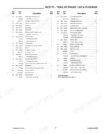 gehl-2175-mower-conditioner-parts-catalog-906693-parts-list-9.webp Gehl 2175, MC2175 parts list for trailer frame, leg, and pusharm components with reference numbers and descriptions.