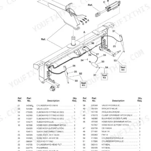 Gehl 2412, DC2412 exploded view of hydraulic cylinders, hoses, and fittings with parts list for serial numbers after 12100