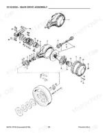 Gehl 3210, 3250 exploded view diagram of the main drive assembly showing differential, gears, bearings, and housing components.