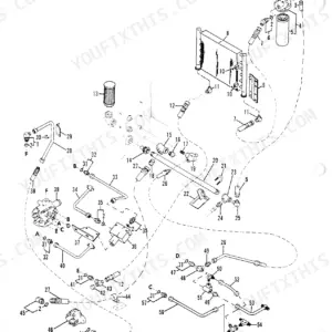 Gehl 4610, SL4610, SL4510 exploded view of hydraulic system components, oil cooler, lines, and fittings after SN8500.