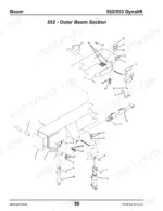 gehl-552-553-telescopic-boom-forklift-parts-catalog-908459-boom-parts-88.webp Gehl 552, 553, Dynalift exploded view diagram of the outer boom section, including hydraulic cylinders and mounting hardware.