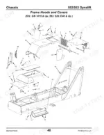 gehl-552-553-telescopic-boom-forklift-parts-catalog-908459-chassis-parts-42.webp Gehl 552, 553, Dynalift exploded view diagram of chassis frame hoods and covers with numbered component parts list.