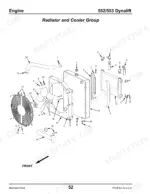 gehl-552-553-telescopic-boom-forklift-parts-catalog-908459-engine-parts-54.webp Gehl 552, 553, Dynalift exploded view diagram of the radiator and cooler group assembly with numbered components.