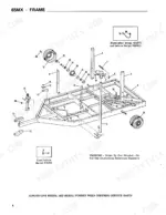 gehl-65mx-mix-all-feedmaker-parts-catalog-903517-chassis-parts-4.webp Gehl 65MX exploded view diagram of the frame assembly, including wheel hubs, support stands, and trailer hitch components.