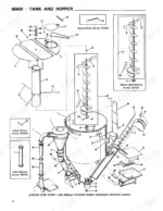 gehl-65mx-mix-all-feedmaker-parts-catalog-903517-chassis-parts-6.webp Gehl 65MX exploded view diagram of tank and hopper assembly, including auger, cyclone, and feed components with serial number notes.
