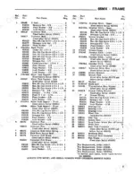 gehl-65mx-mix-all-feedmaker-parts-catalog-903517-parts-list-5.webp Gehl 65MX parts list for frame assembly, including drawbar hitch, mixer tank support, conveyor rest, and wheel hub components.