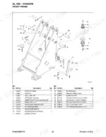 gehl-al-540-articulated-loader-parts-manual-918412-chassis-parts-26.webp Gehl AL 540 exploded view of front frame chassis components, pins, bearings, and steering lock parts list.