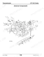 gehl-ct7-23-turbo-telescopic-handler-parts-catalog-913221-drivetrain-parts-160.webp Gehl CT7-23 Turbo transmission external components exploded view diagram showing housing, valves, and linkage parts.