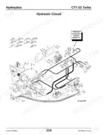 gehl-ct7-23-turbo-telescopic-handler-parts-catalog-913221-hydraulic-parts-212.webp Gehl CT7-23 Turbo hydraulic circuit diagram showing valve block, pump, hoses, and numbered component parts list.