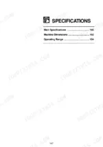 gehl-ctl60-ctl70-ctl80-compact-track-loader-operator-manual-908305-specs-149.webp Gehl CTL60, CTL70, CTL80 specifications section table of contents listing main specs, dimensions, and operating range.