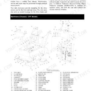 Gehl R105 / Mustang 1050R exploded view diagram of the mainframe chassis and fuel tank components.