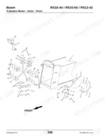 Gehl RS10-44, RS10-55, RS12-42 exploded view of 3-section boom outer front assembly with wear pads and light mounts.