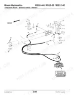 Gehl RS10-44, RS10-55, RS12-42 exploded view of 3-section boom extend and retract hydraulic cylinder and valve assembly.