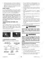 Gehl RS5-19 manual page showing procedures for road travel, ramp loading, unloading, and tie-down point locations.