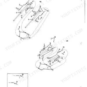 Gehl SL3510, SL3610 exploded view of lift and tilt cylinders and hydraulic lines with numbered parts list components.