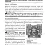 Gehl SL3635, SL3935 controls and safety equipment manual page showing operator restraint bar and seat components.