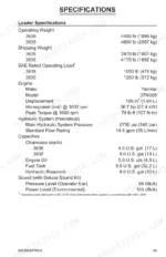 gehl-sl3635-sl3935-skid-steer-loader-operator-manual-908268-bp0904-specs-71.webp Gehl SL3635, SL3935 loader specifications table including engine, hydraulic, capacity, and sound data.