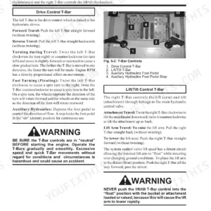 Gehl SL4635, SL4635SX, SL4635SXT, SL4635DXT, SL4835SXT, SL4835DXT, SL4835 T-Bar control operation and diagram for skid loaders.