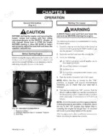 gehl-sl4635-variants-skid-loader-operator-manual-907808-operations-39.webp Gehl SL4635, SL4835 operator manual page showing engine starting procedures, safety warnings, and operator compartment diagram.