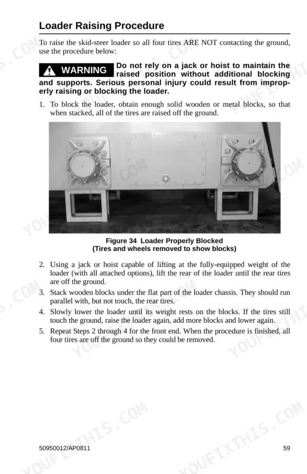 Gehl SL4640E, SL5240E Power2 loader raising and blocking safety procedure.