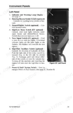 gehl-v270-skid-steer-loader-operator-manual-917387-controls-33.webp Gehl V270 left instrument panel controls diagram identifying switches for lights, turn signals, and Power-A-Tach.