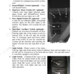 Gehl V400 left instrument panel controls, switches, and indicator lamp display diagram and descriptions.