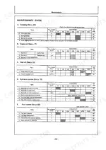 hitachi-ex120-hydraulic-excavator-operator-manual-em12h-1-4-maintenance-72.webp Hitachi EX120 maintenance guide table showing greasing, engine oil, gear oil, hydraulic, and fuel system service intervals.