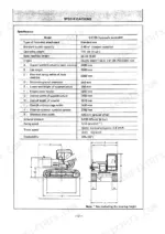 hitachi-ex120-hydraulic-excavator-operator-manual-em12h-1-4-specs-127.webp Hitachi EX120 hydraulic excavator specifications table and dimensional diagram showing machine height, width, and clearance.